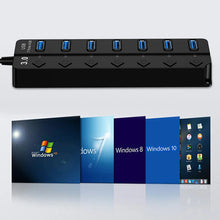 4/7 Ports USB 3.0 Hub Splitter with Switch Power indicator Provied DC 12V 2A Power and 5Gbps Data Transmit for Laptop PC Mouse