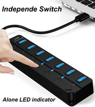 4/7 Ports USB 3.0 Hub Splitter with Switch Power indicator Provied DC 12V 2A Power and 5Gbps Data Transmit for Laptop PC Mouse