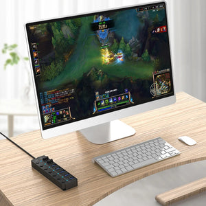 4/7 Ports USB 3.0 Hub Splitter with Switch Power indicator Provied DC 12V 2A Power and 5Gbps Data Transmit for Laptop PC Mouse