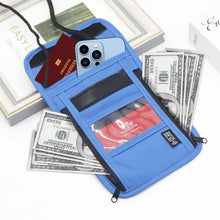 Travel Hanging Neck Wallet RFID Blocking Card Case Portable Passport Organizer Holder Men Women Multifunction Nylon Phone Pouch