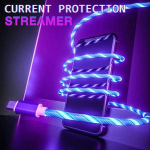 Type C Luminous LED light Data Line LED USB C Wire Mobile Phone Charging Cables Charge Wire Type C Data Cord Glowing Cable