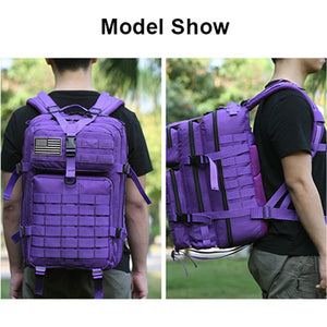 Large Capacity 3P Tactical Backpack Off-road Hiking Camping Riding Rucksack Waterproof Oxford Cloth Molle System Hunting Bags