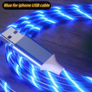 1m 2m Glowing LED Light Charger Data Cable Phone 2.4A USB Charging Cable For iPhone 14 13 12 11 Pro Max XS XR Charge Wire Cord