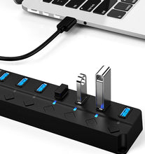 4/7 Ports USB 3.0 Hub Splitter with Switch Power indicator Provied DC 12V 2A Power and 5Gbps Data Transmit for Laptop PC Mouse