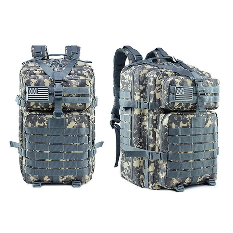 Large Capacity 3P Tactical Backpack Off-road Hiking Camping Riding Rucksack Waterproof Oxford Cloth Molle System Hunting Bags