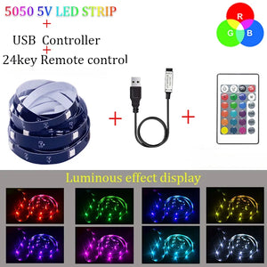 LED strip light 3AA battery with USB socket 5V 5050 SMD flexible color strip lamp, suitable for room vanity, computer
